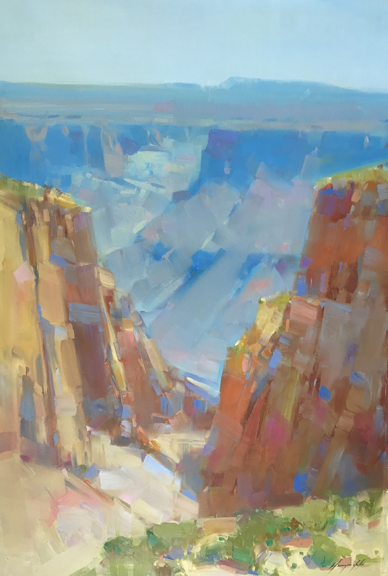 Grand Canyon-Sunny Day, Original oil Painting, Handmade artwork, One of a Kind  